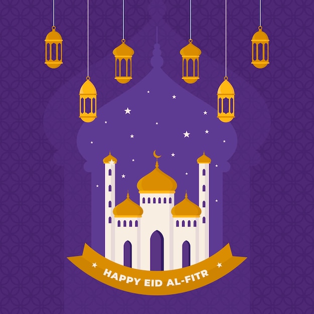 Flat eid al-fitr illustration