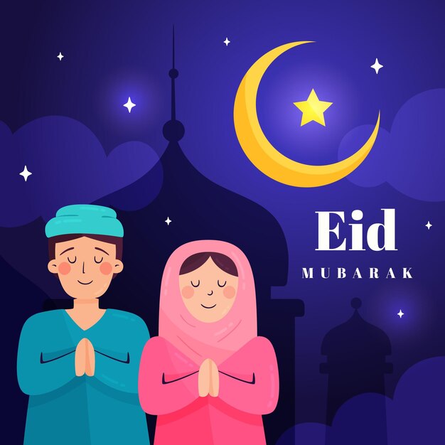 Flat eid al-fitr illustration