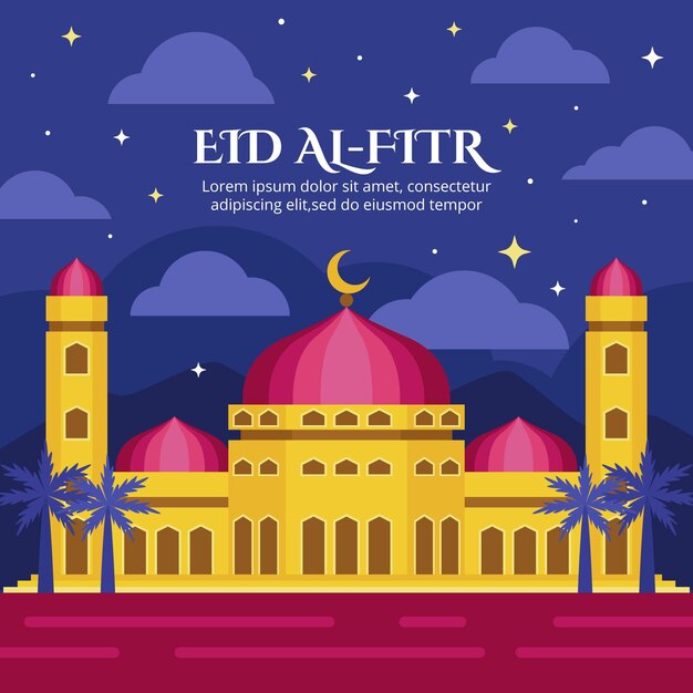 Flat eid al-fitr illustration