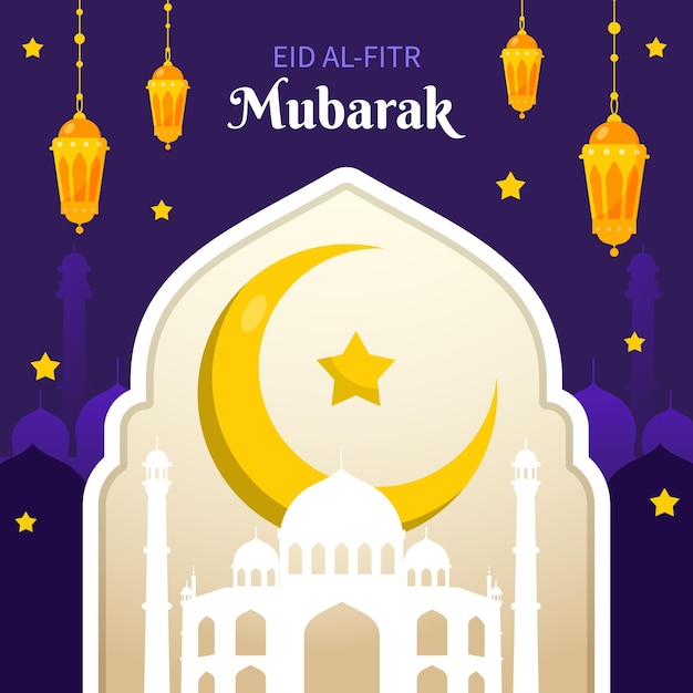 Flat eid al-fitr illustration