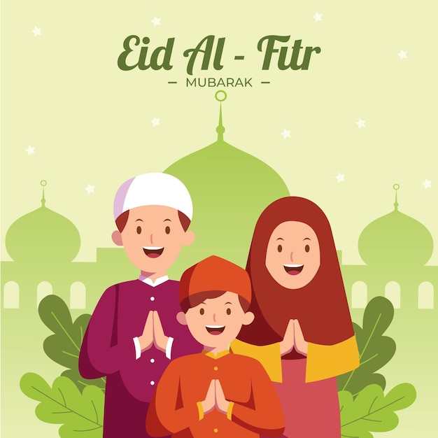 Flat eid al-fitr illustration