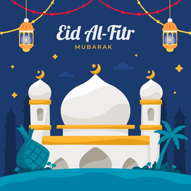 Flat eid al-fitr illustration