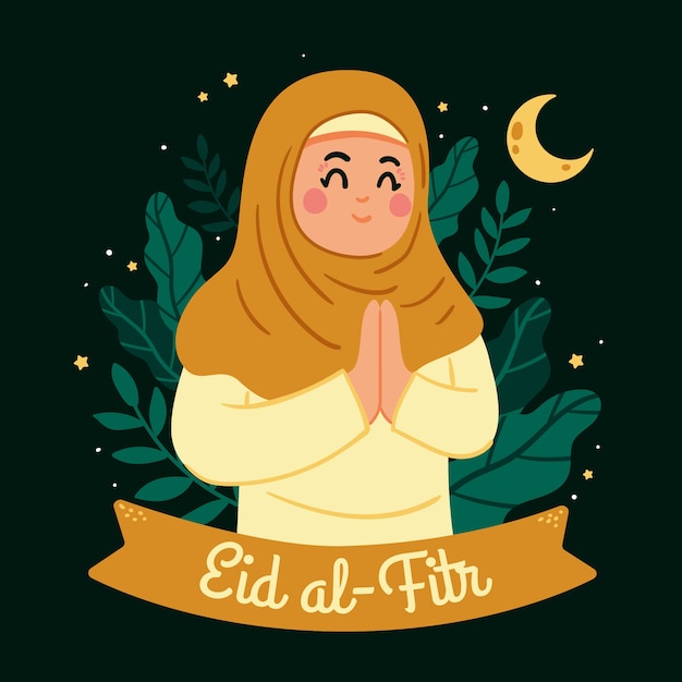 Flat eid al-fitr illustration