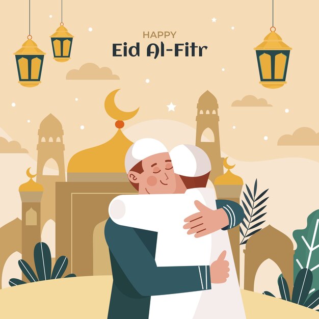 Flat eid al-fitr illustration