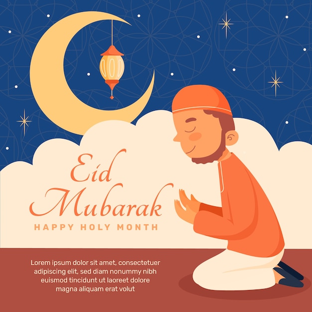 Flat eid al-fitr illustration