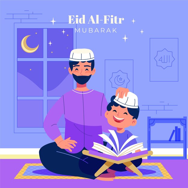 Flat eid al-fitr illustration