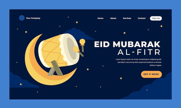 Flat eid al-fitr landing page template