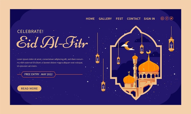 Flat eid al-fitr landing page template