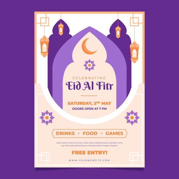 Flat eid al-fitr poster template