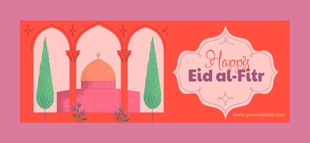 Flat eid al-fitr social media cover template