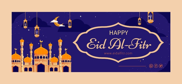 Flat eid al-fitr social media cover template