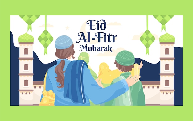 Flat eid al-fitr social media post template