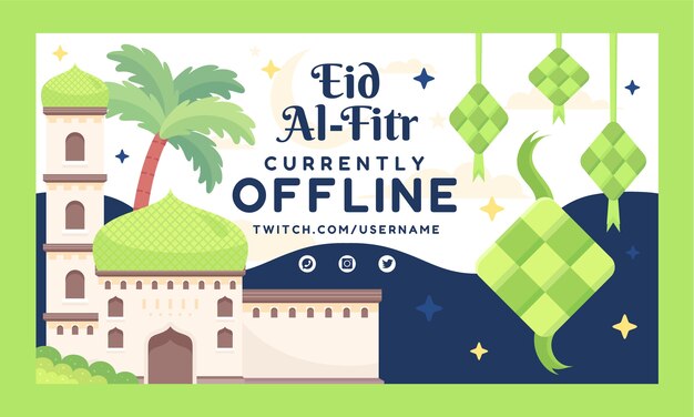 Flat eid al-fitr twitch background