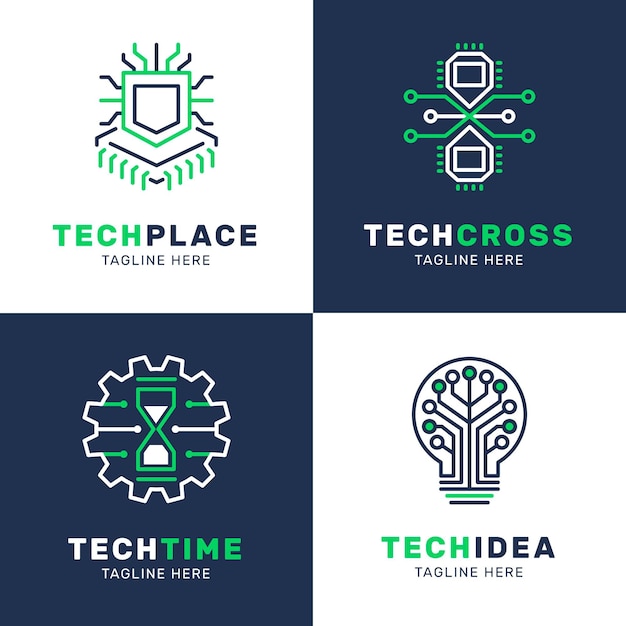 Free Vector flat electronics logo collection