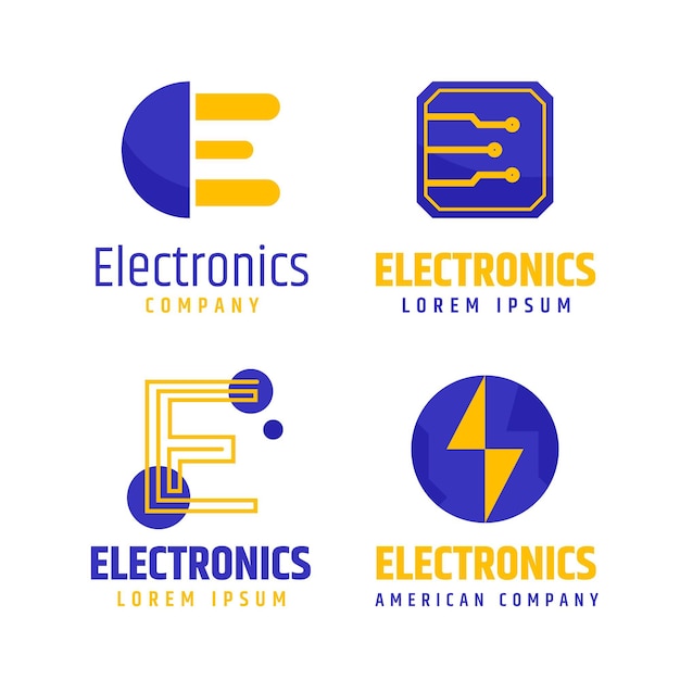 Free vector flat electronics logo pack