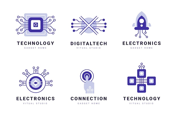 Flat electronics logo templates