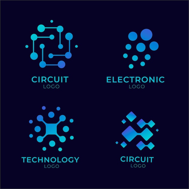 Flat electronics logos collection