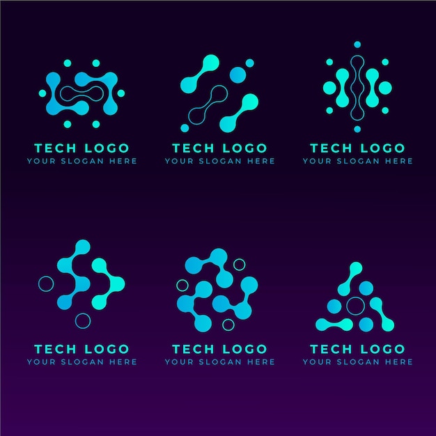 Flat electronics logos set