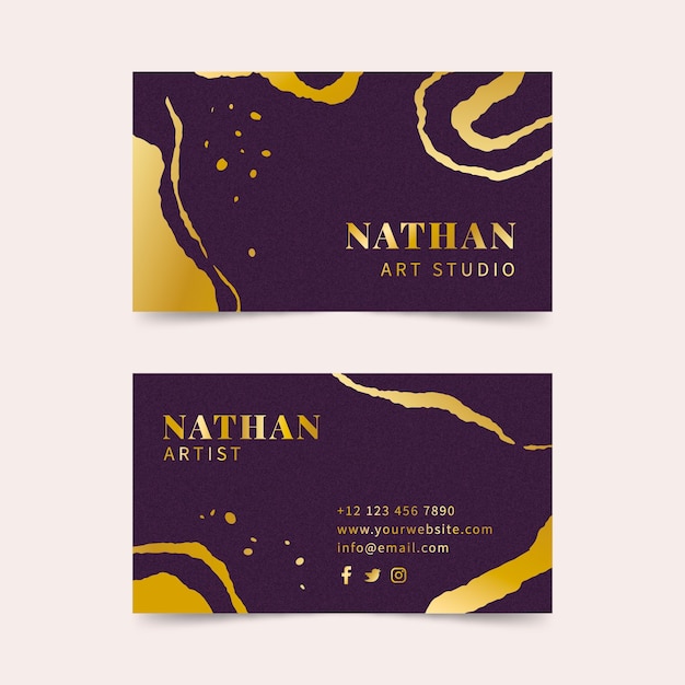 Flat elegant double-sided horizontal business card template