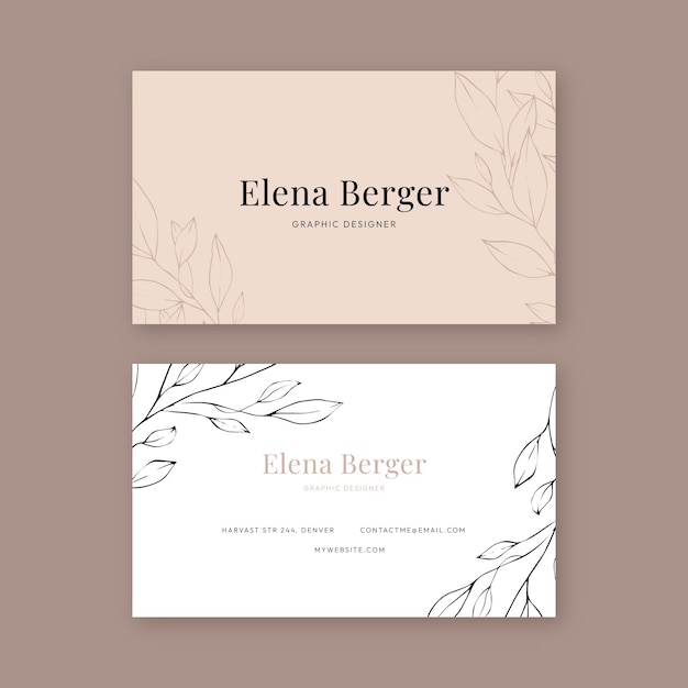 Flat elegant double-sided horizontal business card template