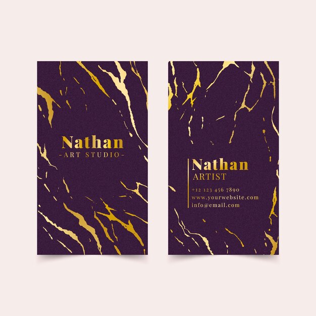 Flat elegant double-sided vertical business card template