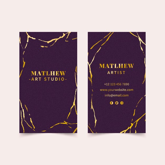 Flat elegant double-sided vertical business card template