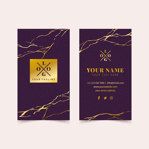 Flat elegant double-sided vertical business card template