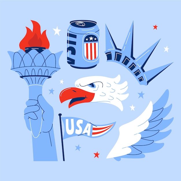 Free Vector flat elements collection for american 4th of july celebration