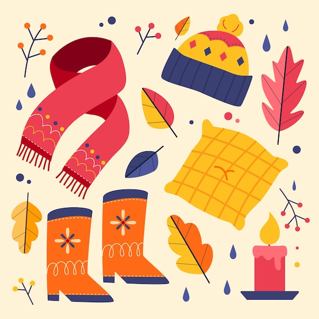 Free Vector flat elements collection for autumn celebration