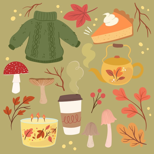 Free Vector flat elements collection for autumn celebration