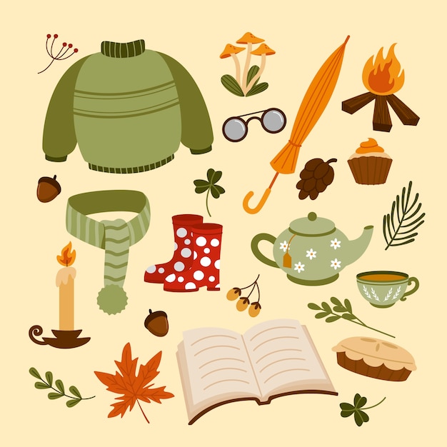 Free Vector flat elements collection for autumn