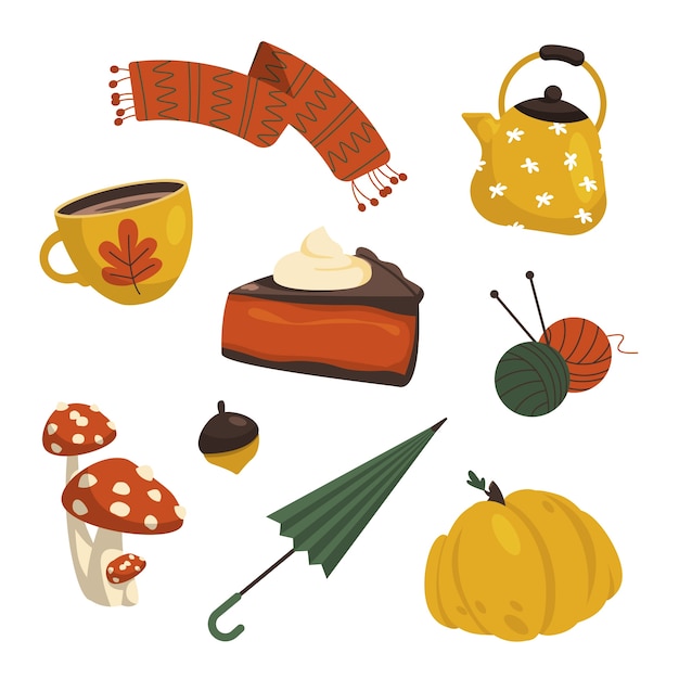 Free Vector flat elements collection for autumn