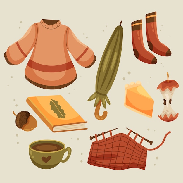 Free Vector flat elements collection for autumn