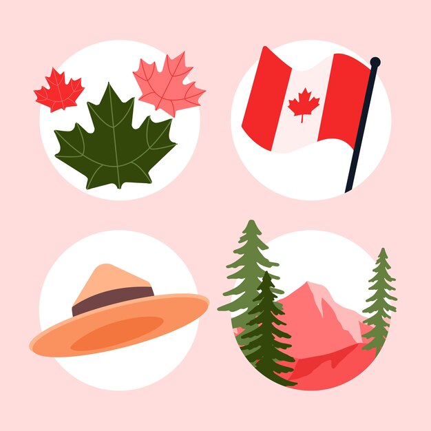 Flat elements collection for canada day celebration