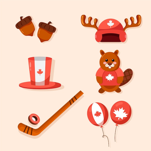 Free Vector flat elements collection for canada day celebration