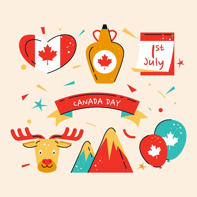 Free Vector flat elements collection for canada day celebration