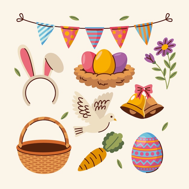 Free Vector flat elements collection for easter celebration