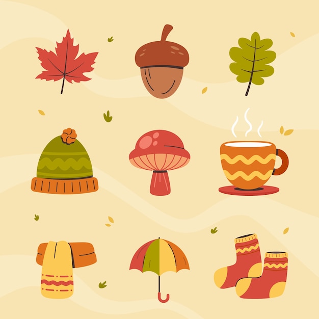 Free Vector flat elements collection for fall season celebration