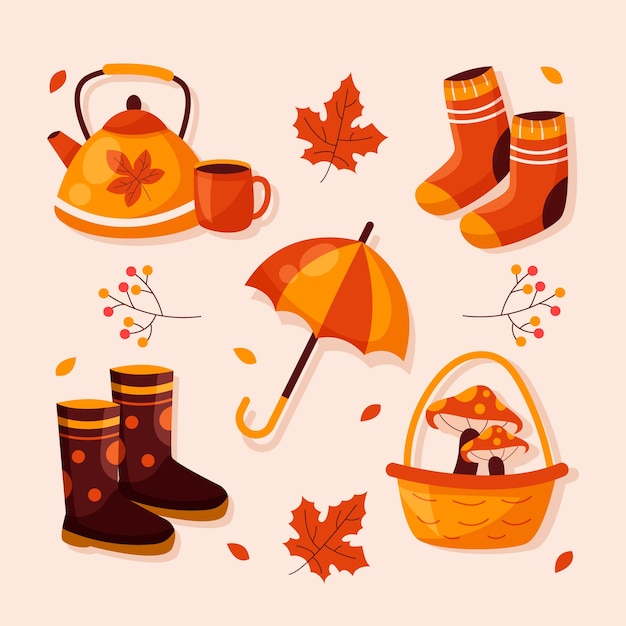 Free vector flat elements collection for fall season celebration