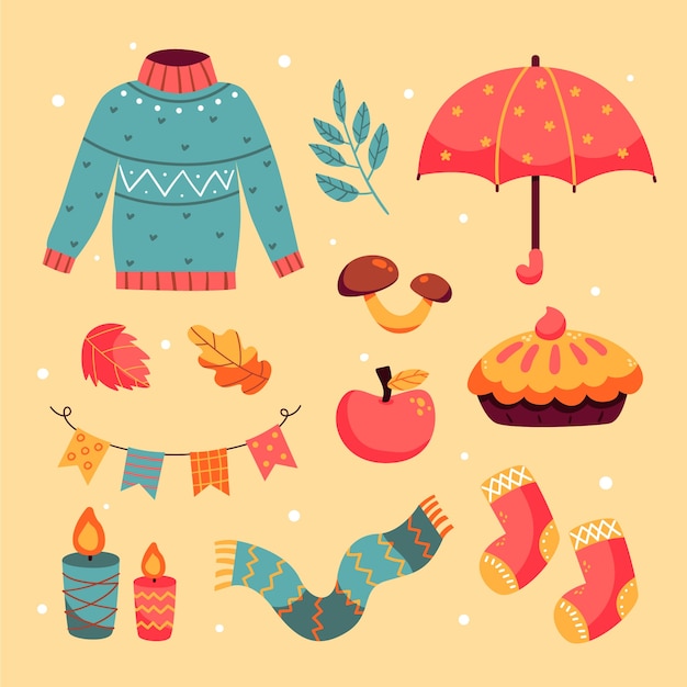 Free Vector flat elements collection for fall season celebration