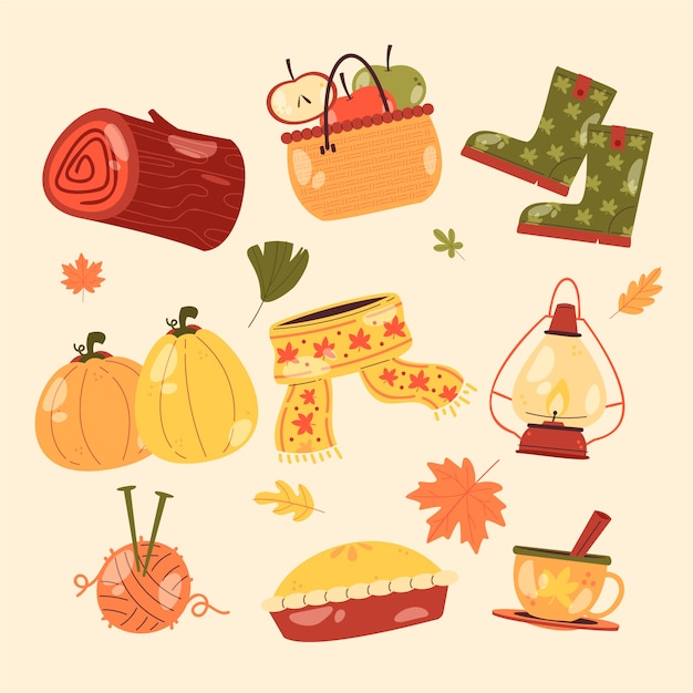 Free Vector flat elements collection for fall season