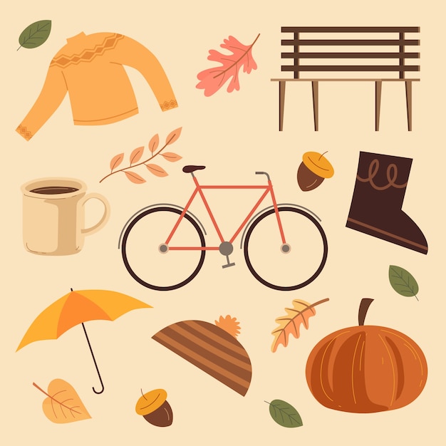 Free Vector flat elements collection for fall season