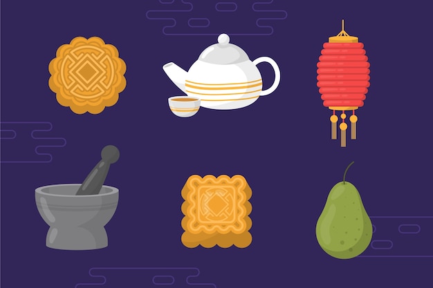 Flat elements collection for mid-autumn festival celebration