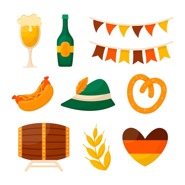 Flat elements collection for oktoberfest celebration