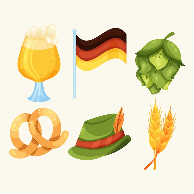 Flat elements collection for oktoberfest celebration