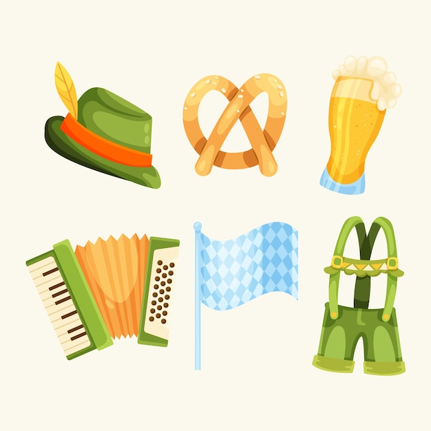 Flat elements collection for oktoberfest celebration