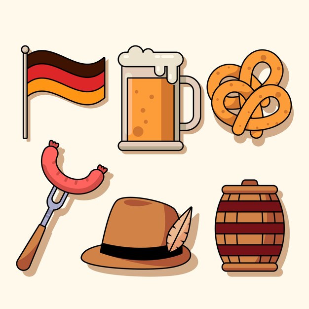 Flat elements collection for oktoberfest festival