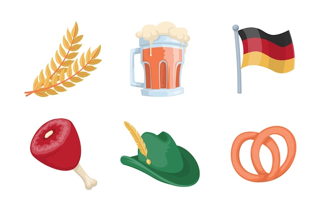 Flat elements collection for oktoberfest festival