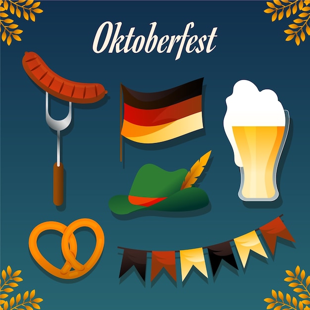 Flat elements collection for oktoberfest festival