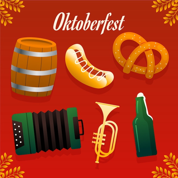 Flat elements collection for oktoberfest festival